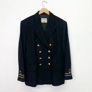 Mondi Black Double Breasted Nautical Inspired Gold Embroidered Cuffs and Hardwar